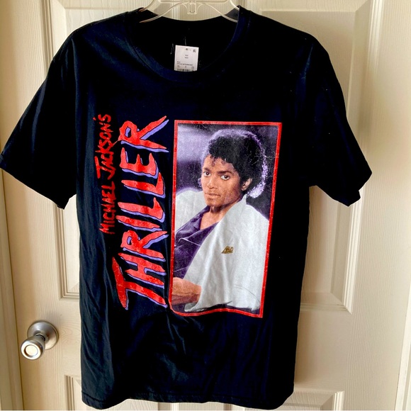 Michael Jackson Tops - Michael Jackson Thriller Band Tee T Shirt Size M Black Red